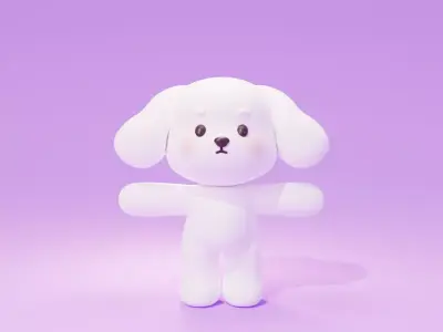 Cartoon cute Poodle  puppy 3D model
