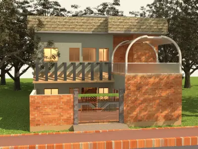 HOUSE 3D MODEL  WITH AUTOCAD DWG FILE COMPLETE SETUP  3D model