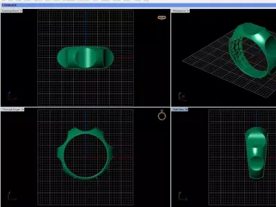 Modern Geometric Gold Ring 3D print model