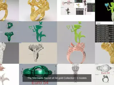 The Mermaids Secret stl 3d gold Collection 3D Model Pack