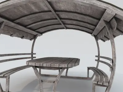 Wooden Old Pergola PBR Low-poly 3D model