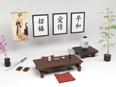 Japanene Props Low-poly 3D model