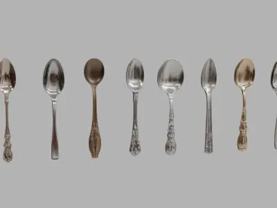 Spoons Collection Low-poly 3D model