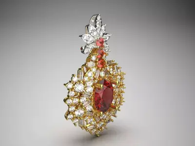 luxury diamond pendant jp0266 3D print model