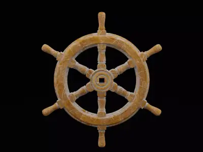 Ship Steering Wheel Low-poly 3D model