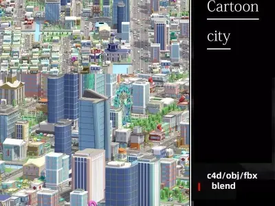 Cartoon City 3D Model game ready 3D model