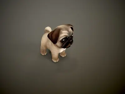 Pug Mops Low-poly 3D model