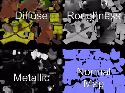 Green Orc Warrior Model Pack with Armor and Accessories Low-poly 3D model