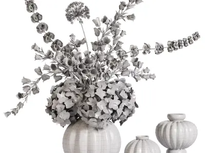 Botanical Trio Vase Set 3D model