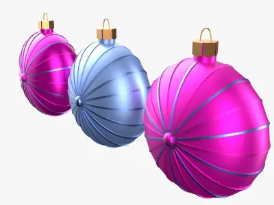 Christmas Tree Ornament Set7 - Pink LightBlue Low-poly 3D model