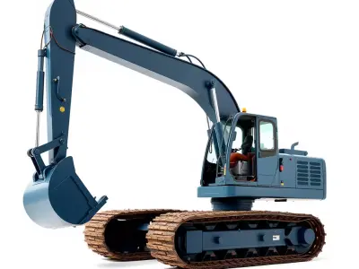 Steel Blue Excavator model pack Low-poly 3D model