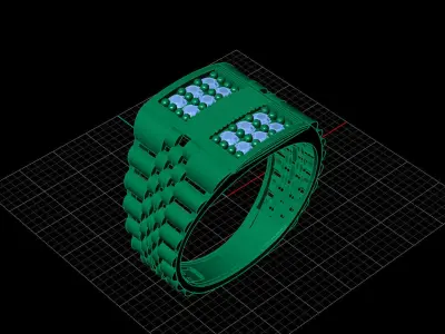 Print Ready STL 3DM  Gents Rings Diamond Men Ring  3D print model 99
