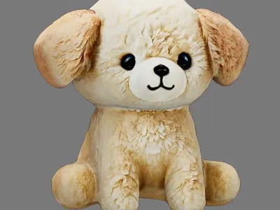 Dog Plushie Puppy Cartoon Chibi PBR Low-poly 3D model