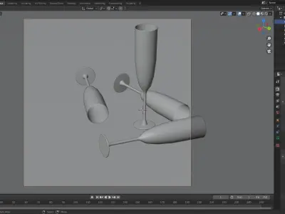 Subdivision surface has been used low poly champagne glass model Free low-poly 3D model