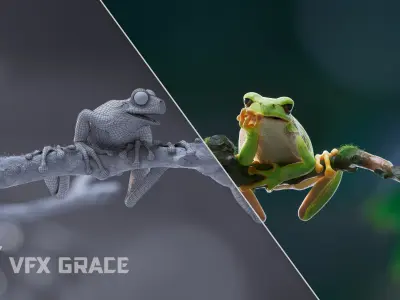 Tree Frog Animated VFX Grace 3D model