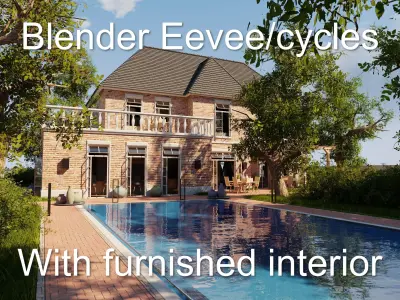 Classic villa 2021 Blender Eevee and Cycles 1 Low-poly 3D model