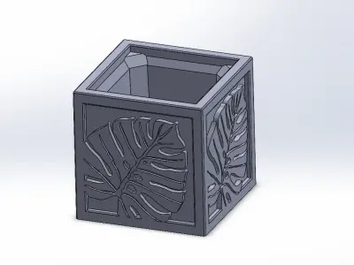 Monstera deliciosa relief vase 3D print model