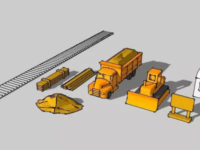 Construction Site Bulldozer Dumptruck Set by Outland Models 3D print model