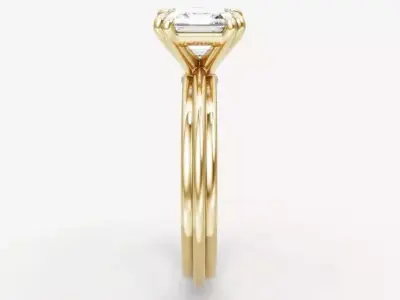 Asscher diamond ring 3D print model
