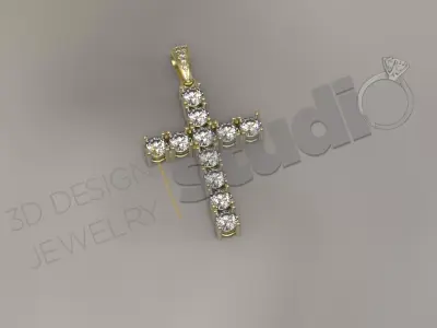 Luxury briliant christian gem cross 3d model 3D print model