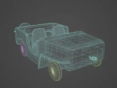 Vintage Wooden Toy Car Low-poly 3D model