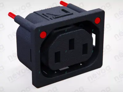 IEC Appliance Outlet F - 6600-5 - Light Pipes N and L side 3D model