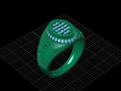 Print Ready STL 3DM  Gents Rings Diamond Men Ring  3D print model 220