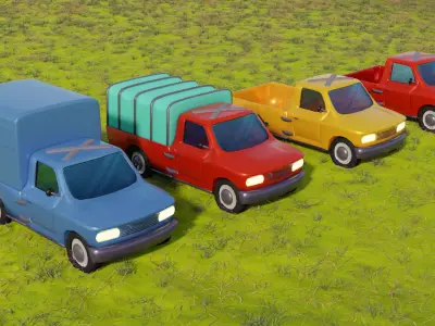 Pickup Trucks model Low-poly 3D model