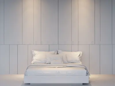 Bed 01 MDF Laminate wood Low-poly 3D model