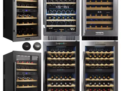 Under Counter Wine Fridges Collection Low-poly 3D model