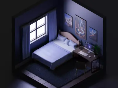 Bedroom 3D model 3D model purchase