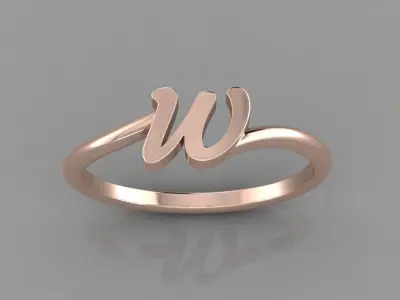 Alphabet Ring W 3D print model