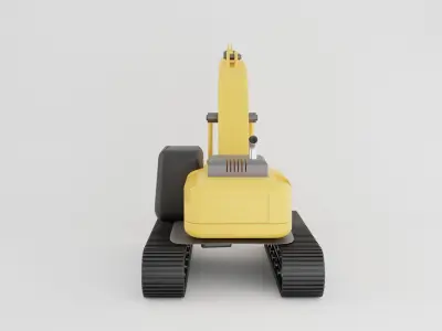 Backhoe loader isolated on white Low-poly 3D model