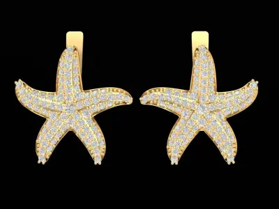 Starfish Diamond Hoop Earrings 3D Model  3251 3D print model