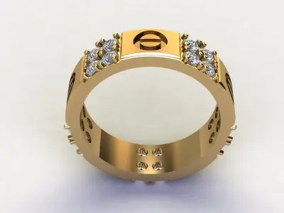 Ring30 two wedding rings in rose gold with diamonds 3D model