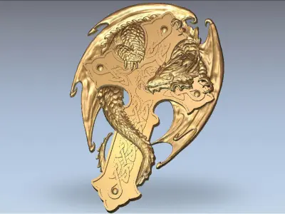 model reliefs dragon sculpture  decor exterior gold  luxurious 3D model