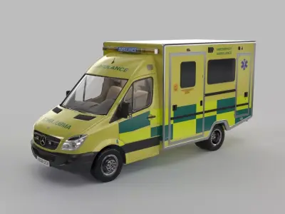 London ambulance based on Mercedes Sprinter England Ambulance EU 3D model