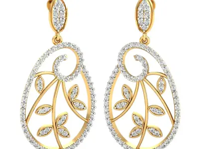 Women Earrings 3dm STL OBJ FBX Render Details 3D print model 6