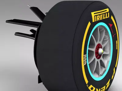 Mercedes W06 front suspension Low-poly 3D model