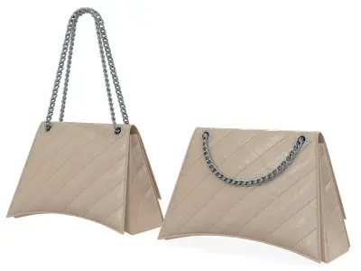 Balenciaga Crush Medium Chain Bag Quilted Biege Low-poly 3D model
