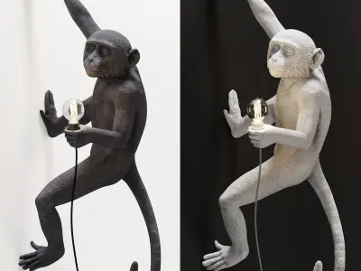 The Monkey Lamp Hanging Right Version Low and High poly  Low-poly 3D model