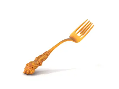 Ornate Gold Fork model pack Low-poly 3D model