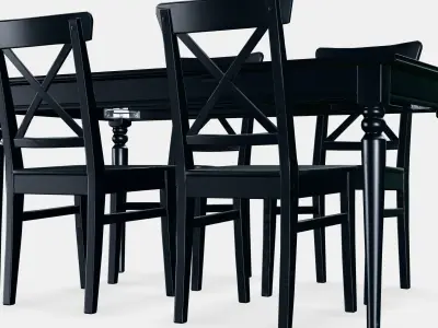 INGATORP - INGOLF table and 4 chairs Low-poly 3D model