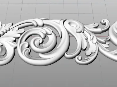 Bas-relief ornate scroll design 3D model