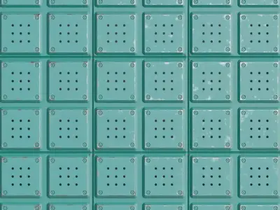 Sci-fi Perforated Blue Metal PBR Seamless Texture