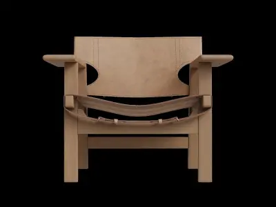 Oak Wood Leather Lounge Chair Low-poly 3D model