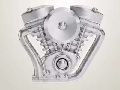 Chrome V Twin Engine 3D 3dm file 3D print model