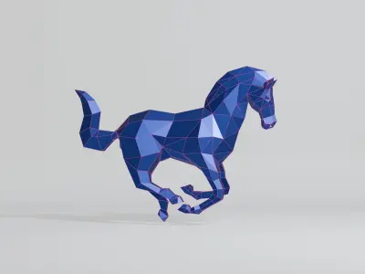 Polygonal Running Horse Low-poly 3D model