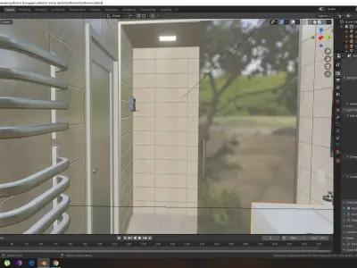 Realistic modern bathroom  Low-poly 3D model