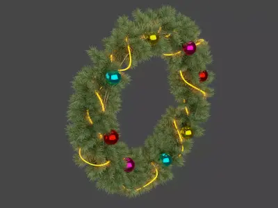 Christmas Wreaths Low-poly 3D model